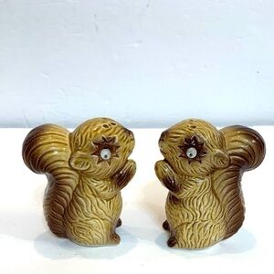 Vintage Japan Googley Googly Eye Squirrel Salt & Pepper Shakers MCM 1960s